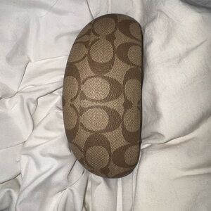 Coach Tan and Brown Patterned Eyeglass Case
